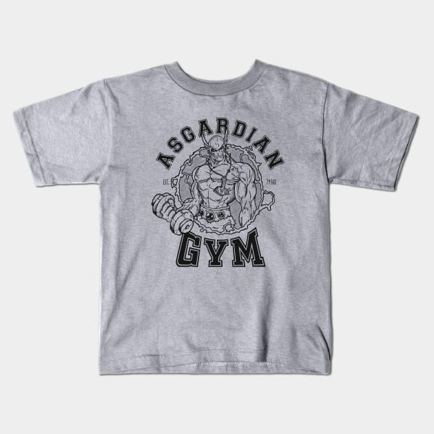 Asgardian Gym - Viking Norse God Gym Kids T-Shirt by rycotokyo81